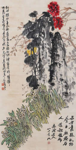 A CHINESE BUDDHA PAINTING ON PAPER, QIAN HUAFO MARK