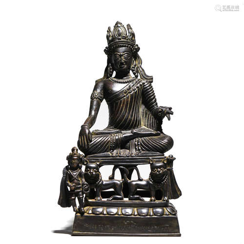 A COPPER ALLOY FIGURE OF BUDDHA, SWAT STYLE