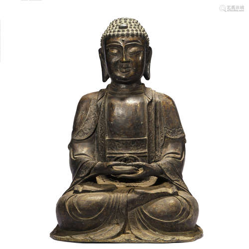 A COPPER ALLOY FIGURE OF AMITABHA