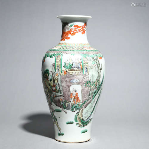 A WUCAI GLAZE FIGURE VASE