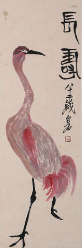 A CHINESE LONGEVITY PAINTING ON PAPER, QI BAISHI MARK