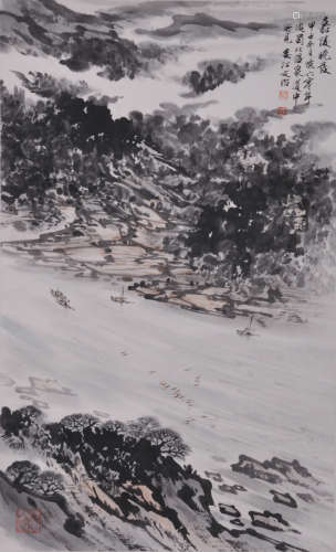 A CHINESE SCENE OF JIALING PAINTING ON PAPER, SONG WENZHI MA...