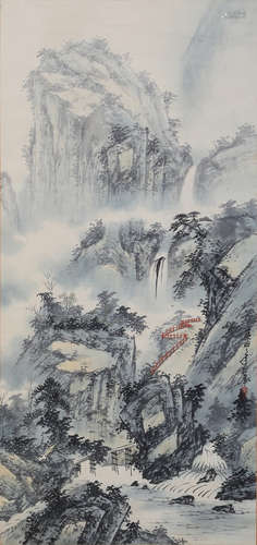 A CHINESE FAIRY FIGURE PAINTING PAPER SCROLL, ZHOU BIN MARK