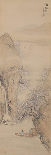 A CHINESE SCHOLARS PAINTING SILK SCROLL