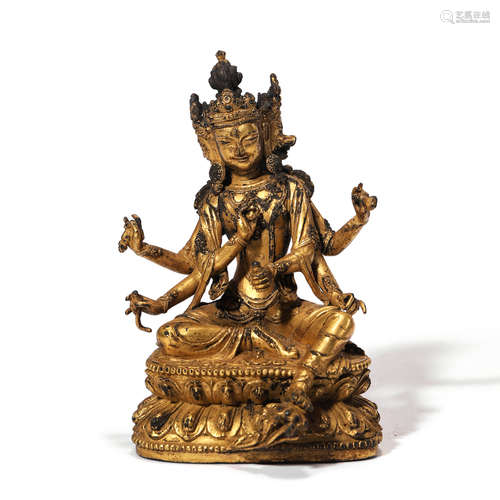 A GILT BRONZE BUDDHA STATUE