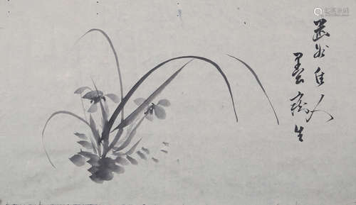 A CHINESE RED BAMBOO PAINTING PAPER SCROLL