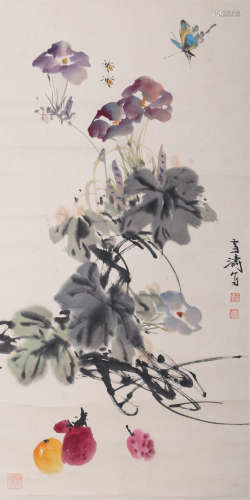 A CHINESE LANDSCAPE PAINTING PAPER SCROLL, WU JUNMING MARK