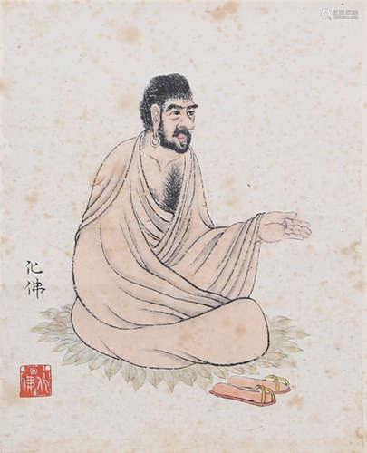 A CHINESE FIGURE PAINTING PAPER SCROLL