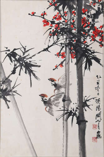 A CHINESE ORCHID PAINTING ON PAPER, ZHENG XING MARK