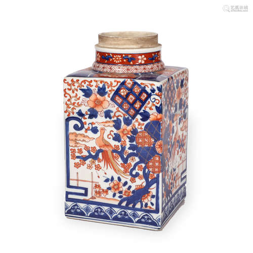 AN UNDERGLAZE BLUE AND WUCAI PHOENIX SQUARE JAR