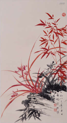 A CHINESE SANYOU PAINTING ON PAPER, QI GONG MARK