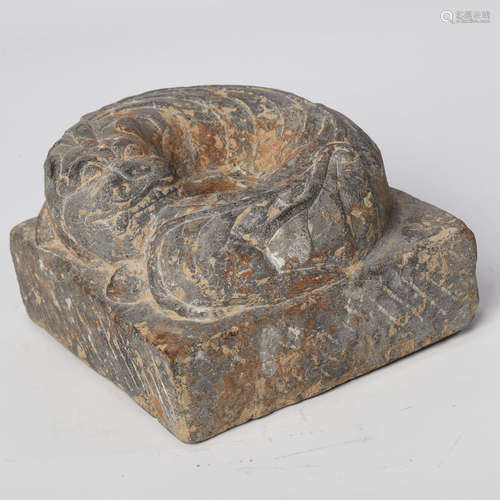 A CHINESE CARVED STONE LION SEAL