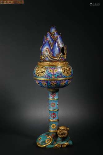Qing dynasty cloisonne animal pattern aromatherapy stove