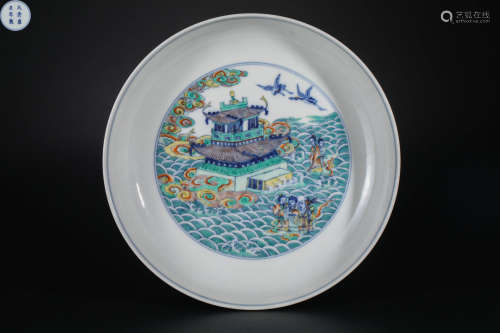 Ming Dynasty blue and white landscape plate