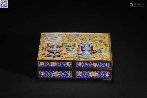 Qing Dynasty Painted Enamel Study Room Powder Box