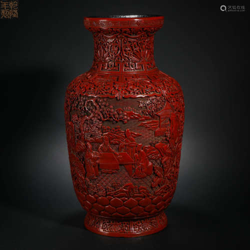 Qing dynasty tick red characters story bottle