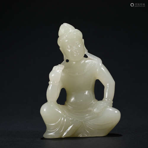 Qing Dynasty Hetian Jade Tara Statue