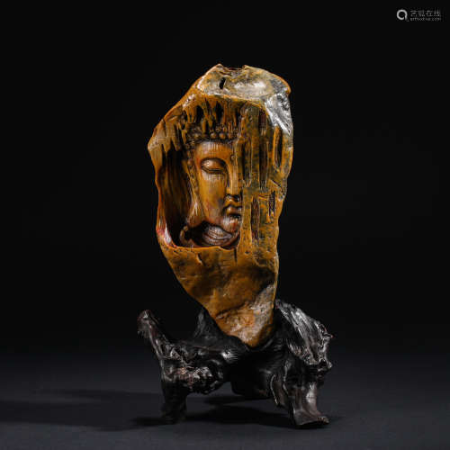 Qing Dynasty Shoushan Stone Buddha Head Decoration