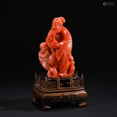 Qing Dynasty Figure Decoration of Shoushan Furong Stone
