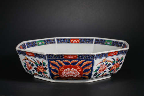 Qing Dynasty Flower Eight Sided Bowl