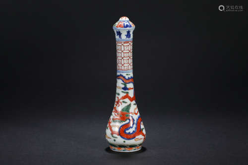 Qing Dynasty colorful dragon penholder