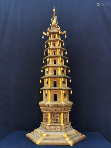 Liao Dynasty cypress wood gilt stupa