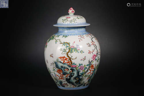 Qing Dynasty Pastel Flower Small Jar