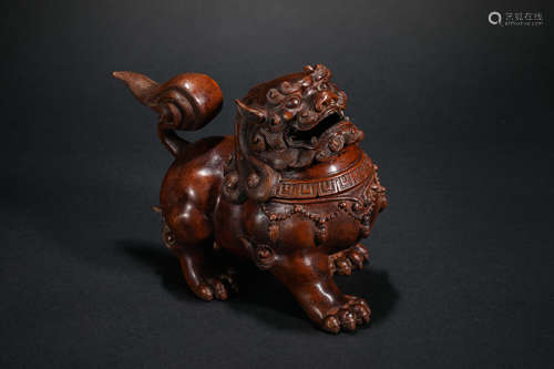 Qing Dynasty Bronze Lion Head Stove