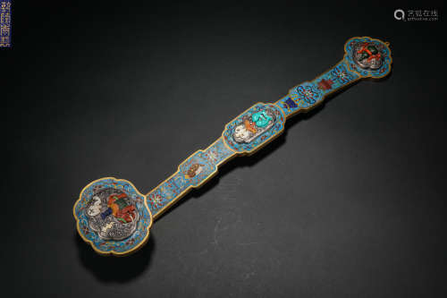 Qing Dynasty Cloisonne Hundred Treasures Inlaid with Ruyi