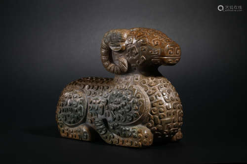Han Dynasty Hetian Jade Sheep First Decoration