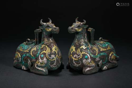 Han Dynasty inlaid gold and silver sheep ornaments