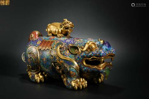 Qing Dynasty Cloisonne Lion aromatherapy