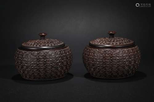 Qing Dynasty Red Sandalwood Go Game Jar