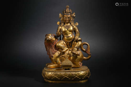 Qing Dynasty  Gilt statue of the god of wealth