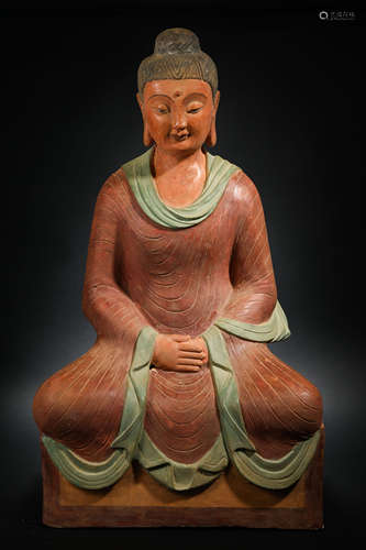 Song Dynasty Clay Sculpture and Painted Sitting Buddha