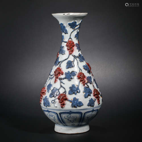 Ming Dynasty blue and white glaze red Yuhuchun
