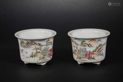 Qing Dynasty Pastel Figure Cup