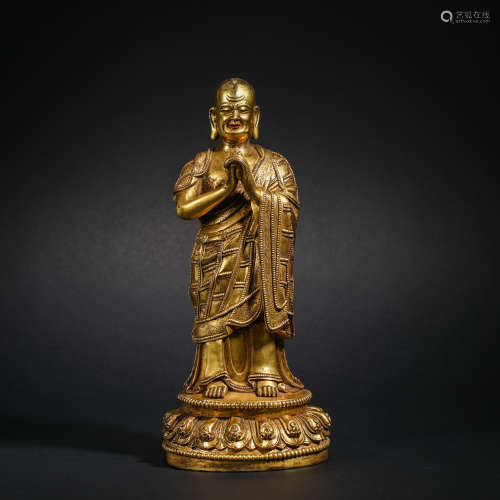Ming Dynasty gilt bronze statue of the master