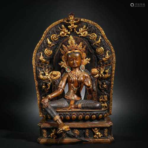 Qing Dynasty Gilt Bronze Green Tara