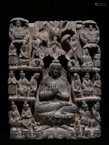 Gandhara grey rock slicesBuddhism story relief