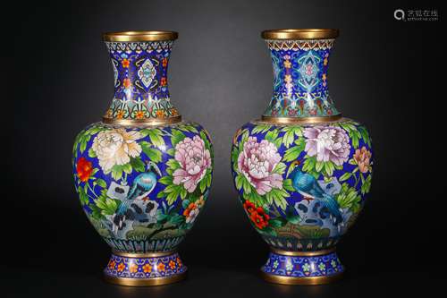 Qing Dynasty cloisonne flower vase