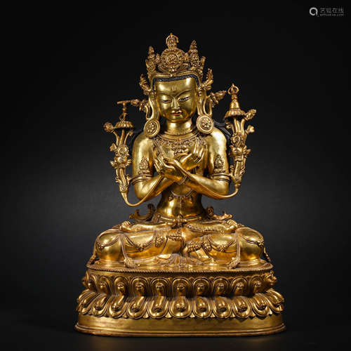 Ming Dynasty Gilt Bronze Guanyin Buddha Statue