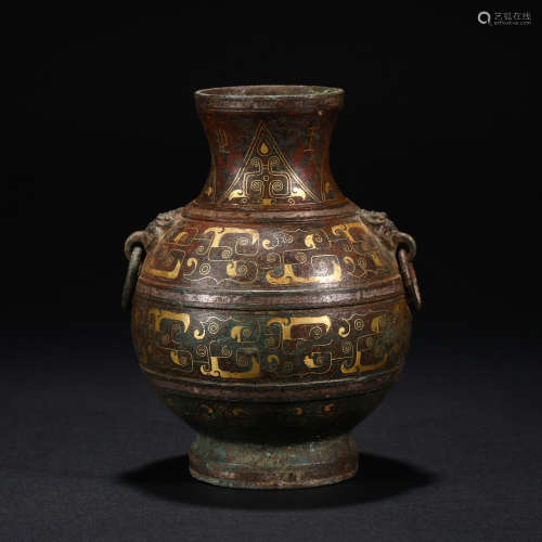 Han Dynasty inlaid gold and silver jar
