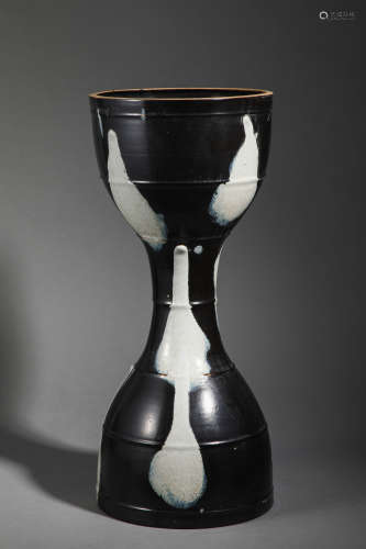 Song Dynasty Water Drop Black Glaze Drum-shaped Porcelain