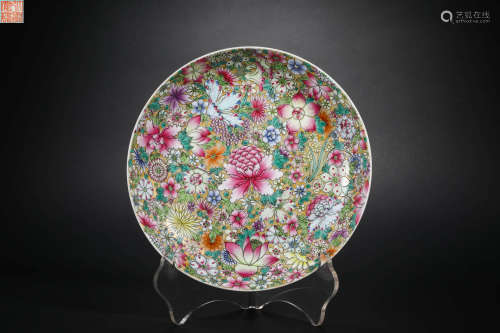 Qing Dynasty Pastel Flower Plate