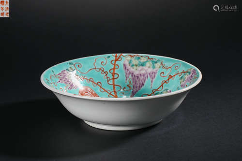 Qing Dynasty Pastel Flower Bowl