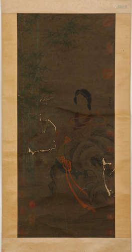 Chinese ink painting, Yang Wujiu's figure vertical scroll