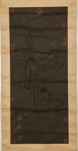 Chinese ink painting, Kang Xi's figure  vertical scroll
