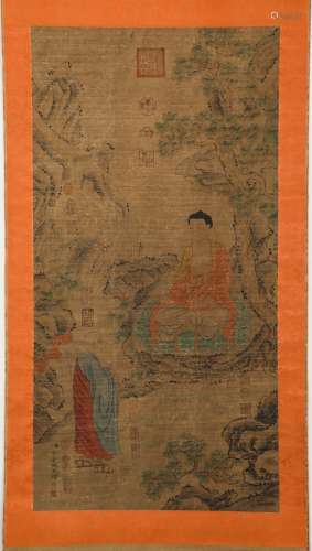 Chinese Ink Painting, Ding Yunpeng's Worshiping Buddha Pictu...