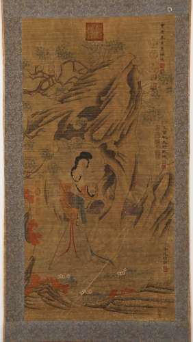 Chinese ink painting, Wu Ju's figure vertical scroll